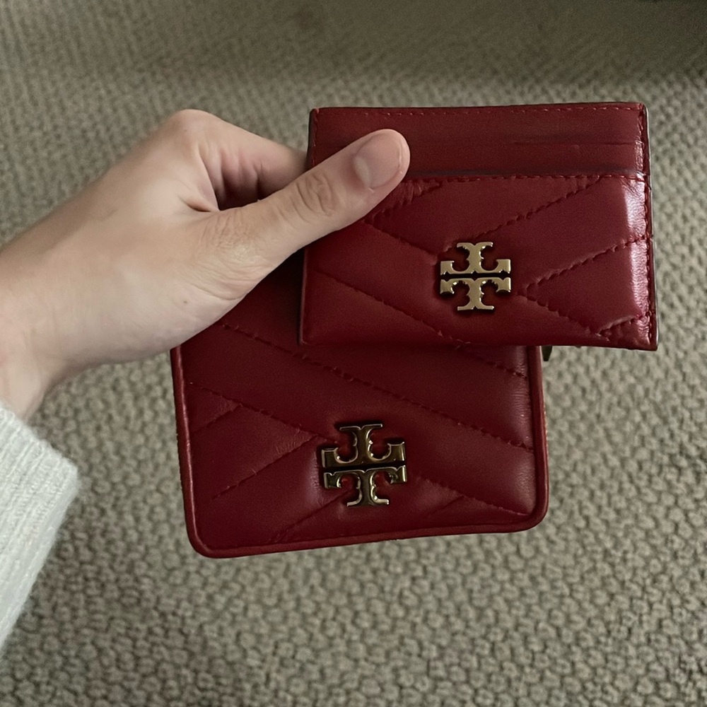 nwot tory burch red wallet and card holder